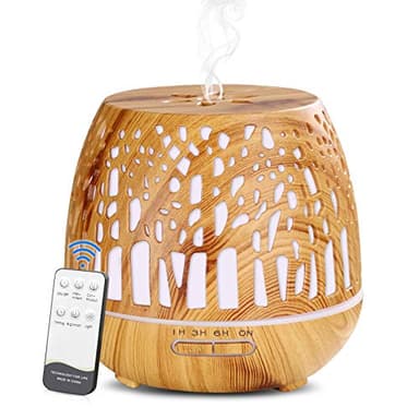 Simpeak Diffusore Atomizzatore di Oil Essenze 400 ml, Umidificatore Diffusore di Aromi con Luce LED per Casa e Ufficio, Camera da Letto- Marrone Chiaro