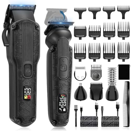 Scttomon Professionale Hair Clipper per Uomini Kit di Taglio Dei Capelli Trimmer Da Barba Trimmer Capelli Rasoio Cordless Barber Clippers e Trimmer Set (Nero)