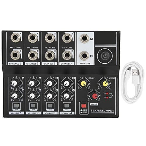 Mixer professionale, mixer stereo portatile a 8 canali, batteria ricaricabile integrata da 1200 mAh, console amplificatore microfono per karaoke, feste