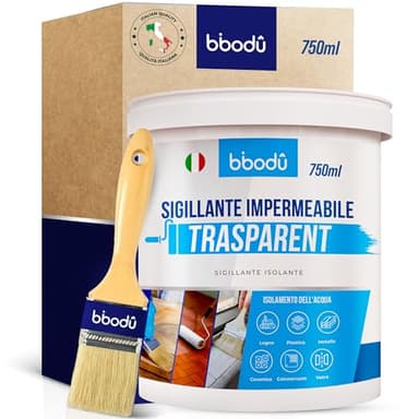 BIBODU Sigillante Isolante Impermeabile 900gr / 750ml | Colla Impermeabile Trasparente per Esterni di Alta Prestazione - 900gr/5m² | Perfetto per Terrazze, Tetti, Esterni, Interni, Cucine