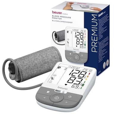 Beurer BM 53 Misuratore di Pressione da Braccio con Calcolo Automatico della Pressione Sanguigna e del Polso con Rilevamento Esteso delle Aritmie, 2 Memorie Utente x 100 Valori Misurati Cad