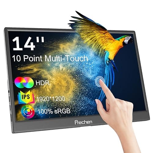 Prechen Portatile Touchscreen Monitor, 14 pollici IPS 1920 x 1200 USB-C Travel Monitor, HDR, 400 cd/m², 100% sRGB, Kickstand e altoparlante, HDMI, USBC, monitor esterno per computer