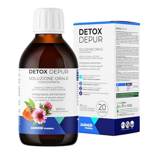 Cardo Mariano Fegato Sciroppo Liquido 200ml, Integratore Depurativo Fegato e Detox Fegato e Intestino con Carciofo Depurativo - Drenante Forte - J.Armor Pharma