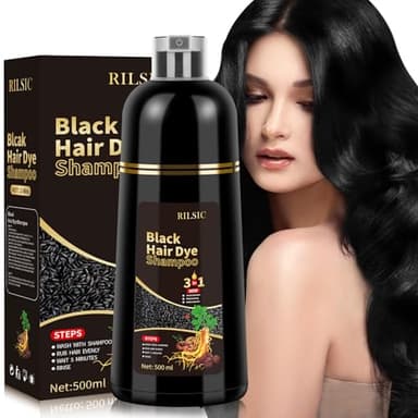 500ML Black Hair Dye Shampoo 3 in 1, Shampoo Colorante Nero per Donna Uomo, Shampoo Colorante Capelli Istantaneo, Hair Color Shampoo - Naturale - Shampoo per Capelli, Shampoo Capelli Colorati Nero