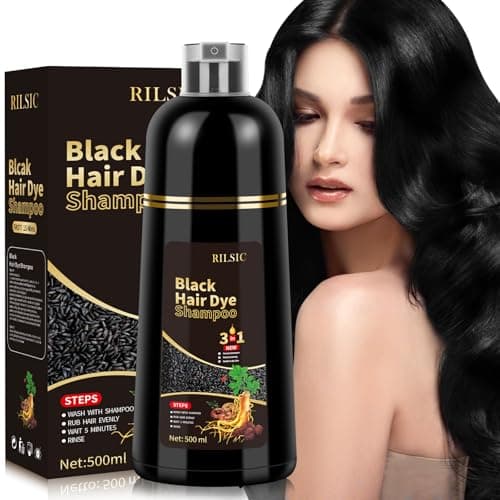 500ML Black Hair Dye Shampoo 3 in 1, Shampoo Colorante Nero per Donna Uomo, Shampoo Colorante Capelli Istantaneo, Hair Color Shampoo - Naturale - Shampoo per Capelli, Shampoo Capelli Colorati Nero