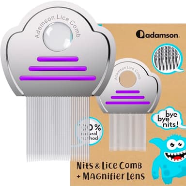 Adamson Pettine per Pidocchi e Lendini Bambini - Pettinino Acciaio - Elimina Lendini - Resistente e Facile da Pulire