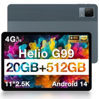 DOOGEE T40 2.5K Tablet 11 Pollici, 20GB RAM+512GB ROM/TF 2TB, Helio G99 Octa-Core, Android 14, Dual 4G LTE+5G WiFi, Face ID/8580mAh/OTG/8MP+16MP/BT5/GPS/GMS