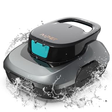 AIPER Scuba SE, Robot per piscina senza fili, Batteria a doppia azionamento, Parcheggio automatico, Adatto per piscine piatte fino a 80 mq, Drenaggio rapido, Autonomia 90 min (Nero)