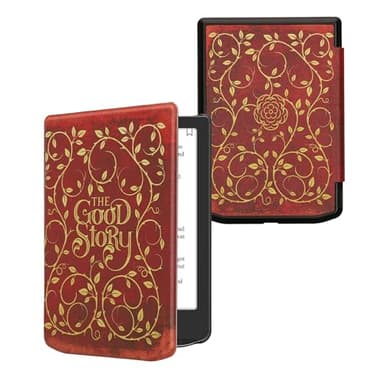 kwmobile Custodia eReader Compatibile con Pocketbook Verse/Pro/Color/Vivlio Light Cover - eBook Reader Flip Case - giallo/arancione/rosso - C'era una volta