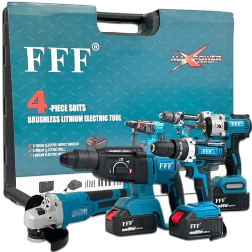 Kit Completo Professionale Fai da Te 4 in 1 con Trapano Avvitatore a Batteria, Trapano a Percussione a Batteria, Smerigliatrice Angolare a Batteria, Trapano a Martello e ad Impulsi Svita Bulloni 68v