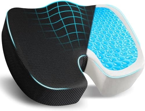 EcoNour Cuscino Coccigeo | Memory Foam per Sollievo dal Dolore | Cuscino Ortopedico in Gel Antiscivolo per Sedia da Ufficio