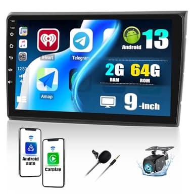 CAMECHO 2+64G Android 13 Autoradio Stereo per Fiat Bravo 2008-2013, 9 Pollici Wireless Carplay Bluetooth Radio 2Din con Android Auto GPS WIFI FM/RDS Mirror Link +Retrocamera Canbus 2USB Porta