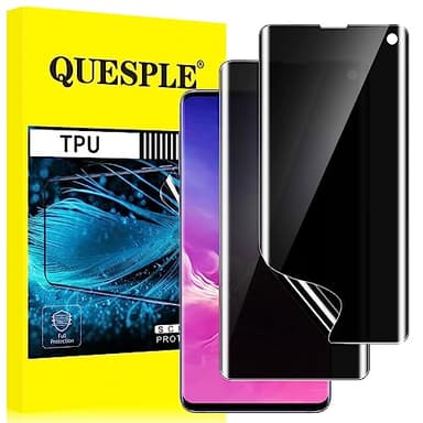 QUESPLE 2 Pezzi Privacy Pellicola Protettiva per Samsung Galaxy S10 6,1 Pollici, 3D Copertura Completa Protezione Schermo per Samsung S10, Anti-Spia TPU Film Pellicola,Supporto Impronta Digitale