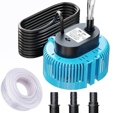 Lnicez Pompa Immersione Acque Scure 75W 3000L/H Pompa Acqua, Pompa Svuota Piscine con Tubo da 5 m e 3 Adattatori Pompa Svuota Telo Piscina Per Piscine, Cantine, Laghetti Da Giardino (Blu)
