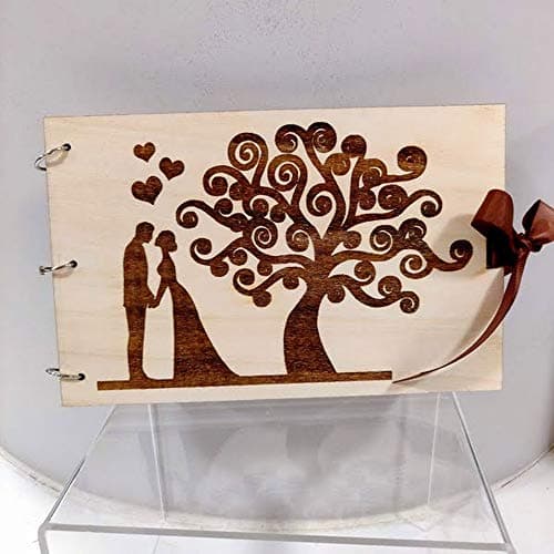 Il Villaggio degli Sposi s.a.s. Guestbook con Copertina in Legno Tema Albero della Vita - Linea Romance -