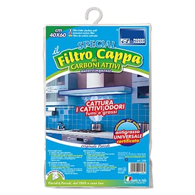 PARODI & PARODI - Filtro Cappa Cucina Carboni Attivi Autoestinguente, 1 Pezzo, Filtri Assorbi Fumi, Grassi, Vapori e Cattivi Odori Ritagliabili e Universali per Ogni Cappa, Accessori Cucina 40x60