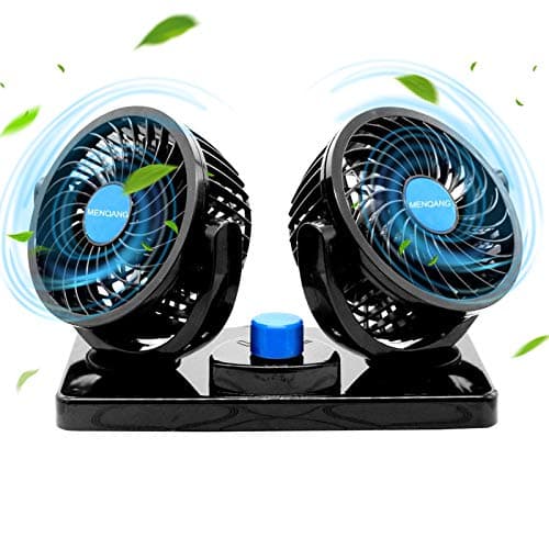 Ventilatore Auto 360° Ruotabile Ventola 12V Due Teste Elettrica Estate Raffreddamento 2 Velocità Accendisigari Auto per SUV RV ATV Camion Camper (Nero)