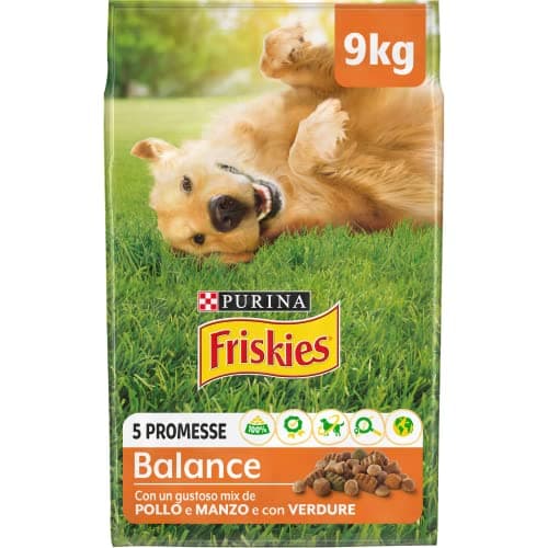 PURINA FRISKIES Balance Crocchette per Cani Adulti con Pollo, Manzo e Verdure Sacco da 9kg