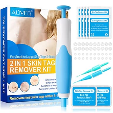 Skin Tag Remover,dispositivo 2 in 1 per rimuovere etichette cutanee e voglie (2-8 mm), sicuro, indolore, con 40 strisce di rimozione facile e 10 salviette detergenti