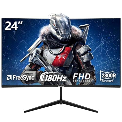 Gawfolk 24 pollici 180Hz monitor di gioco curvo, 100% sRGB,FHD 1080p,1ms,senza bordi, FreeSync, grandangolo 178°,HDMI/DisplayPort, VESA 75 * 75mm - nero…