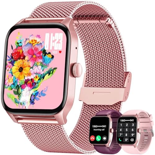 Orologio Smartwatch Donna Fitness Watch: Orologi con Chiamate Pressione Sanguigna Contapassi Impermeabile Polso Sport Tracker Bluetooth Calorie Messaggi 1,83" Quadrato Touch per Android iOS Telefono