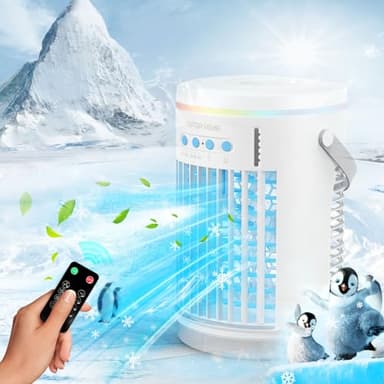 Condizionatore Portatile, Potente Unità di Enfriador de Aire con Telecomando, Ventilatore e Umidificatore per Condizionatore Portatile Personale 4 in 1 per Camera da Letto, Ufficio, Campeggio