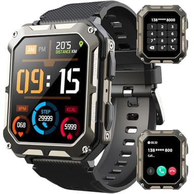 Blackview Smartwatch,Chiamate e Assistente Vocale,1.83" Orologio Smartwatch Uomo,123 Modalità Sport Fitness Contapassi Cardiofrequenzimetro Pressione Sanguigna SpO2, Monitoraggio del Sonno