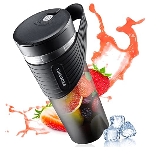 SESOCSEO Mixer Smoothie Maker to Go, 460 ml, bottiglia Fresh Juice con 4000 mAh, ricaricabile, 6 lame affilate, mini cannuccia in silicone, per viaggi, uso a casa, HD-07, nero