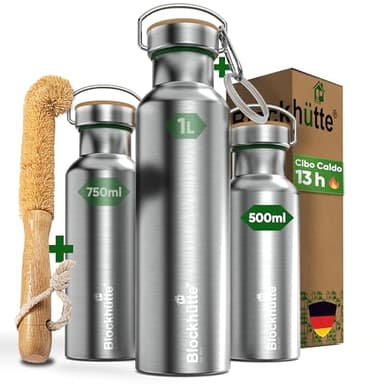 Blockhütte Borraccia Termica 500 ml Acciaio Inox I Thermos per Bevande Calde fino a 13 ore I Bottiglia Termica a prova di perdite I Borraccia Acciaio Acqua Palestra, lavabile in lavastoviglie