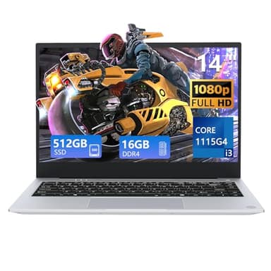 PC Portatile 14 pollici, notebook da gioco Core i3-1115G4 CPU 16 GB RAM 512 GB SSD, Iris Xe Graphics GPU Notebook in metallo, laptop con 2xType-C, 2xUSB3.2, batteria da 7000 mAh, HDMI, BT e Wi-Fi 6