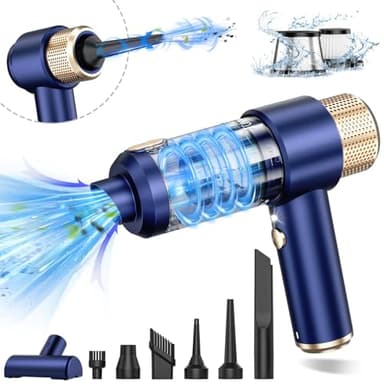 Redcoutt Mini Aspirapolvere Senza Fili, 16000PA Aspirapolvere Portatile Senza Fili, 4 in 1 Aspirapolvere e Soffiatore con Luce LED, Multi-Beccucci, per Auto, Casa, Ufficio