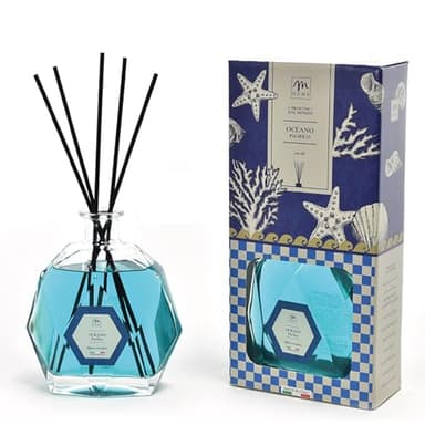Profumatore d'Ambiente con Bastoncini - Diffusore di Fragranza 700ml - Profumo per Casa, Ufficio e Bagno - Essenze per Ambienti di Lusso, Decorazione Elegante - Made in Italy (Oceano Pacifico)