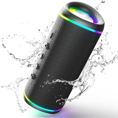 RIENOK Cassa Bluetooth Potente Portatile Impermeabile Speaker Bluetooth 5.3, Chiamata in Vivavoce, Vero Stereo Senza Fili, Luce LED, Supporta TF & AUX, Ricaricabile Tipo-C
