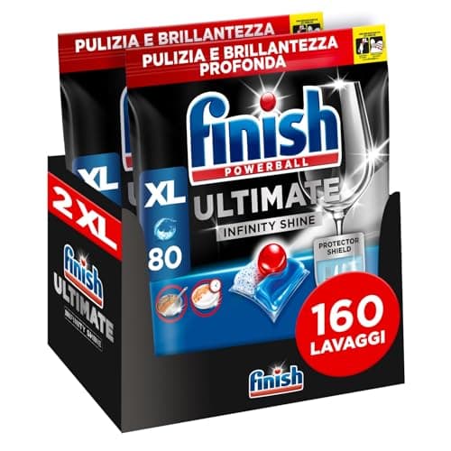 Finish Ultimate Infinity Shine Pastiglie Lavastoviglie, 160 Capsule Lavastoviglie, Detergenti per Lavastoviglie contro lo Sporco e i Residui Incrostati