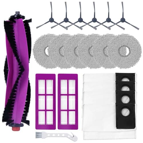 Heykewi Kit di accessori di ricambio per Eureka J15 Pro Ultra robot spazzatrice, 1 spazzola a rullo, 6 spazzole laterali, 6 stracci, 4 sacchetti per la polvere, 2 Filtri, 1 spazzola per la pulizia