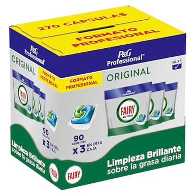 Fairy Professional Original Capsule Per Lavastoviglie, 90 x 3 Lavaggi, Azione Pulente Brillante Sul Grasso Di Tutti I Giorni