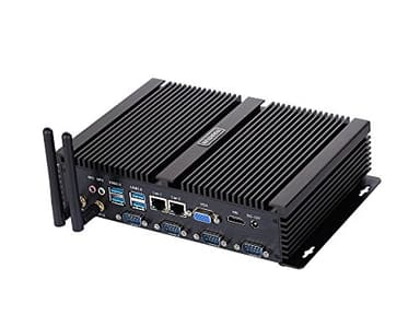 HUNSN Fanless Industrial PC, Mini Computer, Intel Core I5 3317U, Windows XP / 11 or Linux Ubuntu, IM02, WiFi, BT, VGA, HDMI, 2 x LAN, 4 x COM RS232, 4 x USB2.0, 4 x USB3.0, 8G RAM, 128G SSD