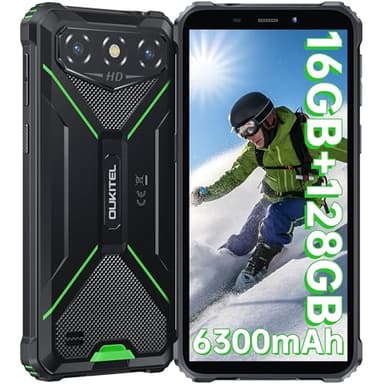 OUKITEL G3 Rugged Smartphone - 16GB+128GB/1TB Telefono Indistruttibile, 6" HD Display 6300mAh 13MP Cam IP68/IP69K Corning Glass 5 Cellulare Robusto, OTG/GPS/4G Dual SIM/Face ID/3.5mm jack, 2025(Verde)
