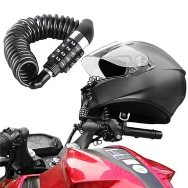 Lucchetto Bici Casco Moto,4 Cifre Portatile Antifurto Casco Moto,Lucchetto Casco,Catena Casco Moto per Casco,Antifurto Casco Moto Lucchetto,Lucchetto Caschi Catena Bici,Casco da Moto,Bici,Scooter