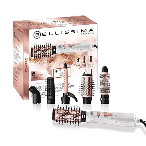 BELLISSIMA Imetec | Spazzola Ad Aria Calda 5 in 1 GH18 1100 | Spazzola Asciugacapelli per uno Styling Luminoso: Liscio, Onde Morbide, Ricci Stretti, Spazzole Rivestite in Ceramica
