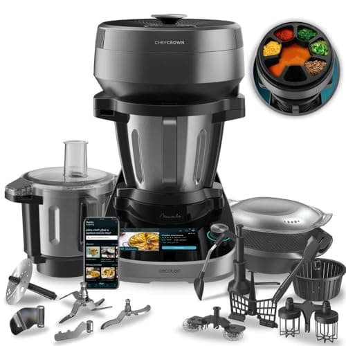 Cecotec Robot da Cucina Multifunzione con Dispensatore di Alimenti Mambo CooKing Total Gourmet. 2200 W, 45 Funzioni, Migliaia di Ricette Guidate, Brocca Unique da 5L e Brocca Victory da 5L, Accessori