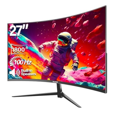 Gawfolk 27 Pollici 100Hz Curvo Gaming Monitor, Full HD 1080P da PC Schermo,Speaker Integrati Monitor 1800R Senza Cornice per Computer con FreeSync e Tecnologia Eye Care, Supporta VESA, HDMI, VGA