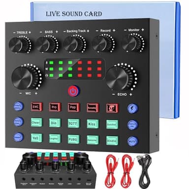 Console DJ Mixer Audio Karaoke con Microfono Scheda Audio Con Voce, Gofemial Interfaccia Mixer Audio PC Professionale Consolle da DJ Bluetooth USB Streaming Karaoke Pacchetto Attrezzatura Podcast