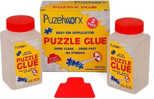 Playkidiz Puzzleworx Applicatore Di Colla Puzzle Facile Da Applicare, Confezione Da 2, Colla Per Puzzle Trasparente Non Tossica 1000 Pezzi Da 4,2 Once Per Bottiglia (8,4 In Totale)