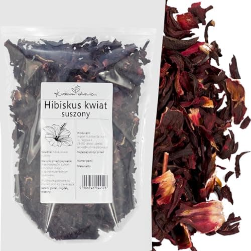 Fiori di ibisco essiccati - Tisana con petali di frutta - Naturale - Senza additivi - Kuchnia Zdrowia - Confezione ermetica con cerniera - Doypack: (500g)