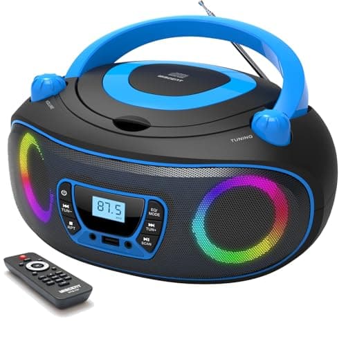 Lettore CD Radio portatile per bambini Boombox, con Bluetooth | Radio FM | USB | MP3 | Compatibile con CD-R/CD-RW, lettore CD radio
