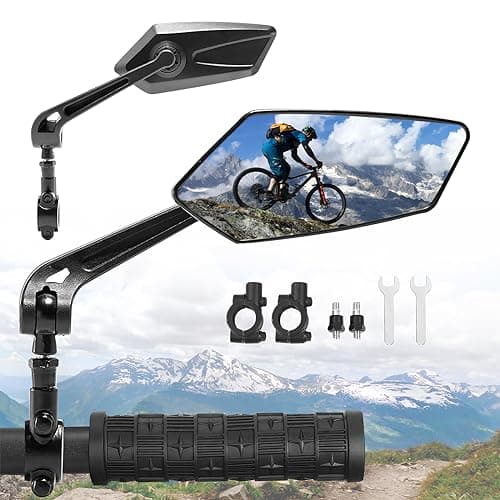 Specchietto Bici 2 Pezzi, HD Specchietti Retrovisore per Bicicletta Ruotabile 360° Antiurto, Universale per Manubri 20-24mm, per MTB, Bicicletta,Monopattino Elettrico (Sinistro+Destro)