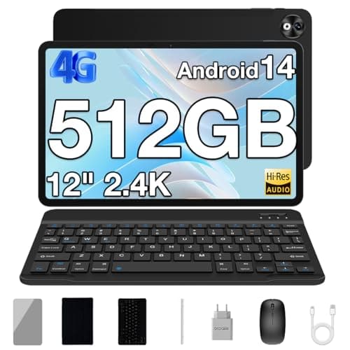 Tablet 12 Pollici DOOGEE T40 Pro 20(8+12) GB RAM + 512GB ROM Android 14, 2.4K Helio G99 Tablet in Offerta, 10800mAh 16MP+ 8MP, Tastiera + Mouse + Penna Capacitiva 4G LTE Nero