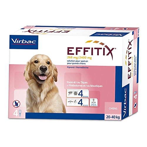 Effitix Spot On - Antiparassitario per cani di taglia grande, 20 – 40 kg, 4 pipette