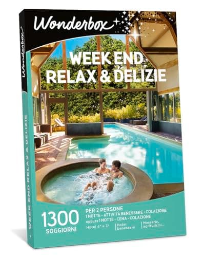 Wonderbox - Week End Relax & Delizie | Pacchetto Viaggio Regalo per Due Valido per 3 Anni E 3 Mesi | Cofanetto Regalo Donna, Cofanetto Regalo Uomo | Gift Box | Regali di Coppia O Un Weekend per Due